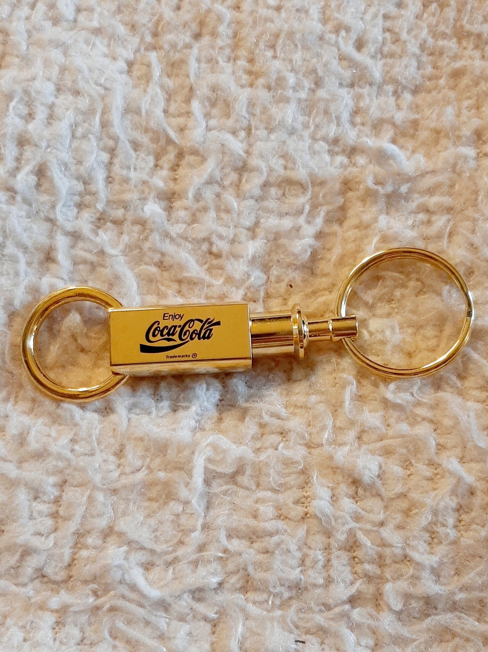Coca Cola Gold-tone Keychain Split Ring Accessory